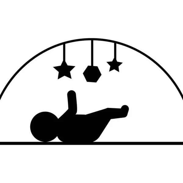 Baby Lying Playing Rattle Icon Element Baby Pictogram Icon White — Stok Vektör