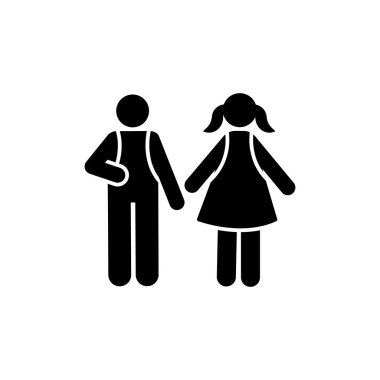 Boy girl walk school pictogram icon on white background