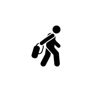 Boy get tired school go pictogram icon on white background