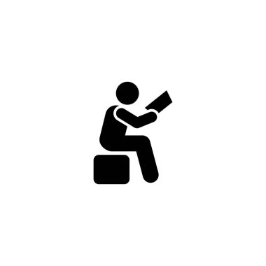 Student man read book pictogram icon on white background