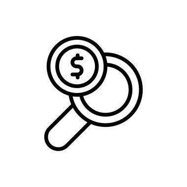 magnifier dollar coin icon. Simple line, outline vector elements of bankruptcy icons for ui and ux, website or mobile application on white background