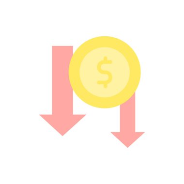 arrow down coin dollar icon. Simple color vector elements of bankruptcy icons for ui and ux, website or mobile application on white background