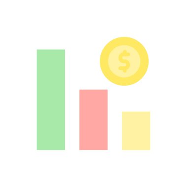 chart coin dollar icon. Simple color vector elements of bankruptcy icons for ui and ux, website or mobile application on white background