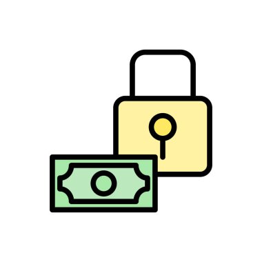 money lock icon. Simple color with outline vector elements of bankruptcy icons for ui and ux, website or mobile application on white background