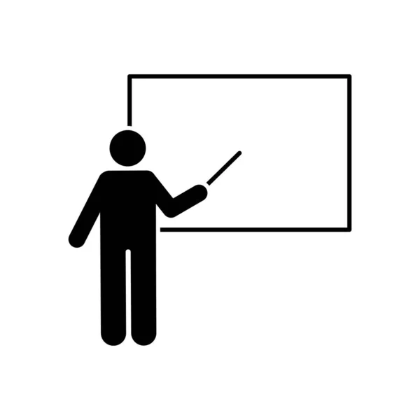 Man Teacher Explain Board Pictogram Icon White Background — Stockvektor