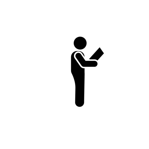 Boy Book Read Learn Pictogram Icon White Background — 图库矢量图片