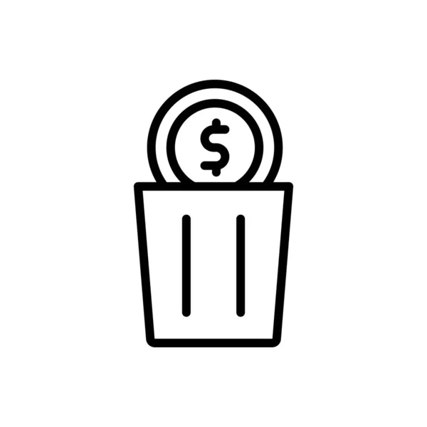 Trash Can Coin Dollar Icon Simple Line Outline Vector Elements — Vetor de Stock