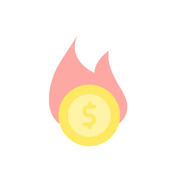 Coin Dollar Fire Icon Simple Color Vector Elements Bankruptcy Icons — Stock vektor