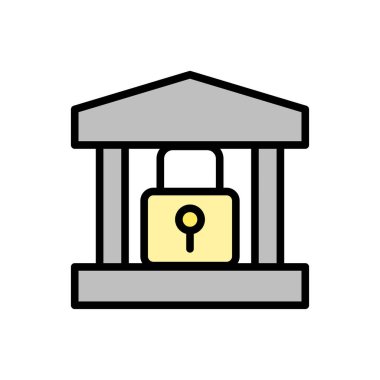 bank lock icon. Simple color with outline vector elements of bankruptcy icons for ui and ux, website or mobile application on white background