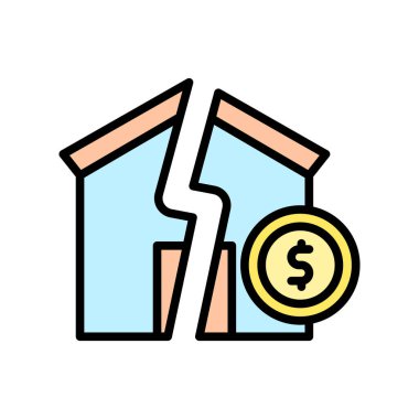 house broken icon. Simple color with outline vector elements of bankruptcy icons for ui and ux, website or mobile application on white background