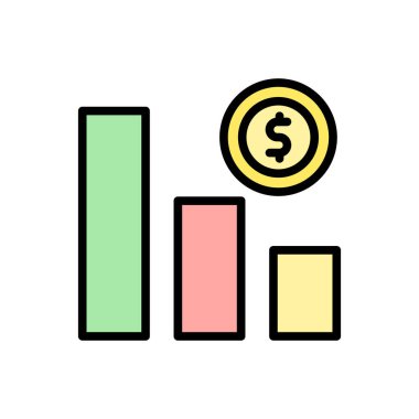 chart coin dollar icon. Simple color with outline vector elements of bankruptcy icons for ui and ux, website or mobile application on white background