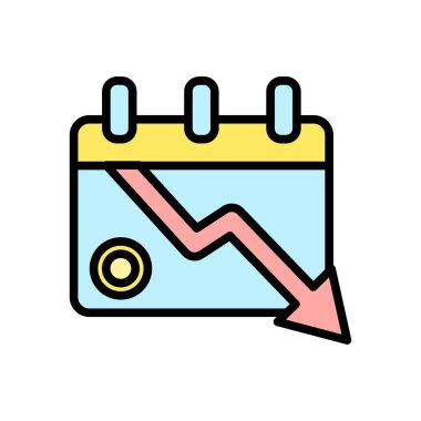 calendar arrow down coin icon. Simple color with outline vector elements of bankruptcy icons for ui and ux, website or mobile application on white background
