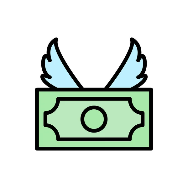 Dollar Money Wings Icon Simple Color Outline Vector Elements Bankruptcy — Stock vektor