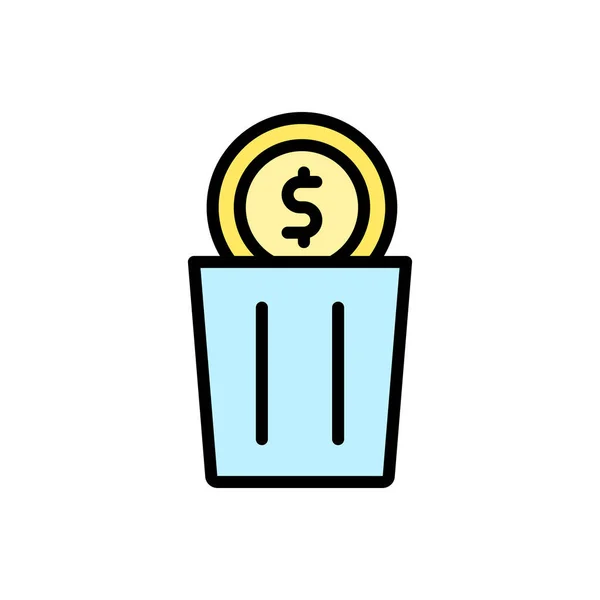 Trash Can Coin Dollar Icon Simple Color Outline Vector Elements — 图库矢量图片