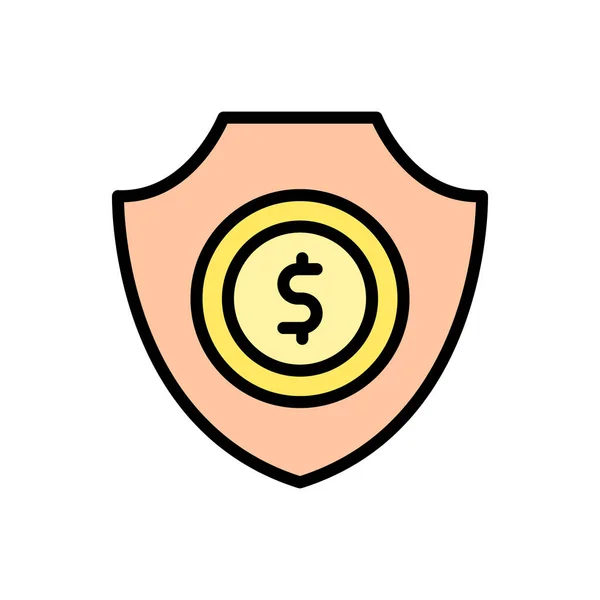 Shield Coin Dollar Icon Simple Color Outline Vector Elements Bankruptcy — Stockvector