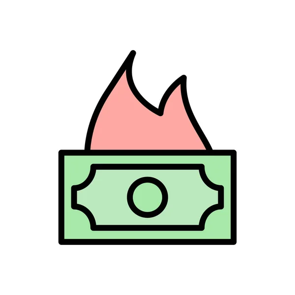 Money Fire Icon Simple Color Outline Vector Elements Bankruptcy Icons — Stock vektor