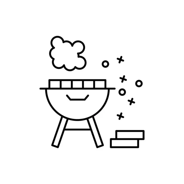 Bbq Grill Cooking Icon Element Barbecue Party Icon White Background — Archivo Imágenes Vectoriales