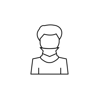 Neck pain bandage icon. Simple line, outline vector of human skeleton icons for ui and ux, website or mobile application on white background on white background