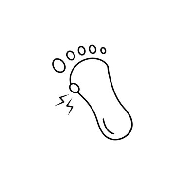 Foot ache injury icon. Simple line, outline vector of human skeleton icons for ui and ux, website or mobile application on white background on white background