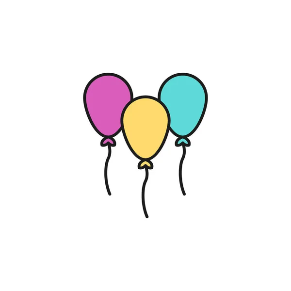 Святкові Кульки Кольоровий Значок Елемент Значка Вечірки День Народження Мобільних — стоковий вектор