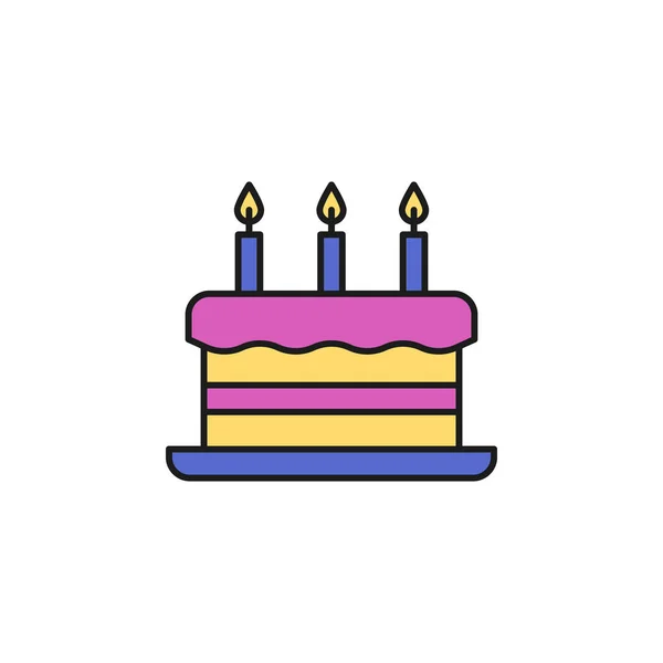 Cake Candles Colored Icon Element Birthday Party Icon Mobile Concept — Stockový vektor