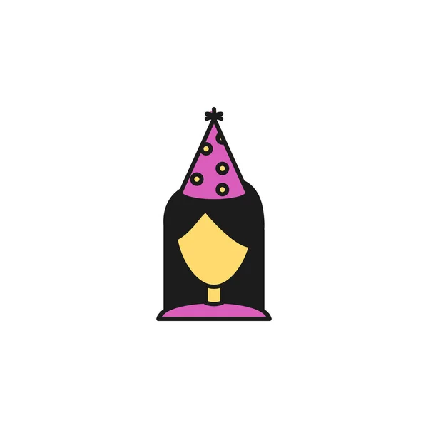 Girl Festive Hat Colored Icon Element Birthday Party Icon Mobile — Vetor de Stock