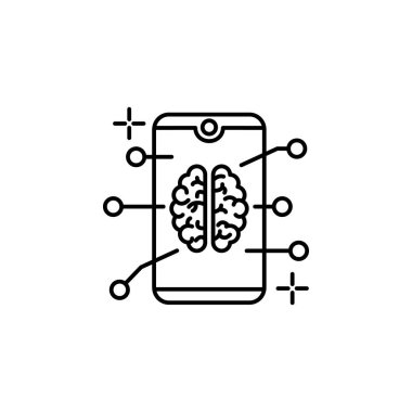 Smartphone brain icon. Element of brain concept on white background