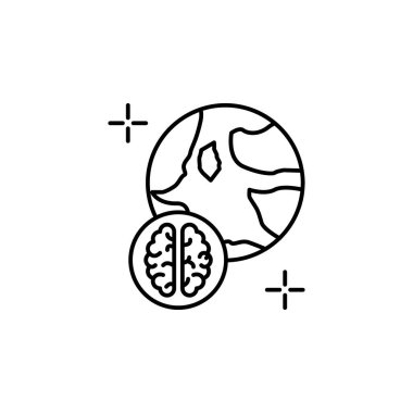 Planet Earth brain icon. Element of brain concept on white background