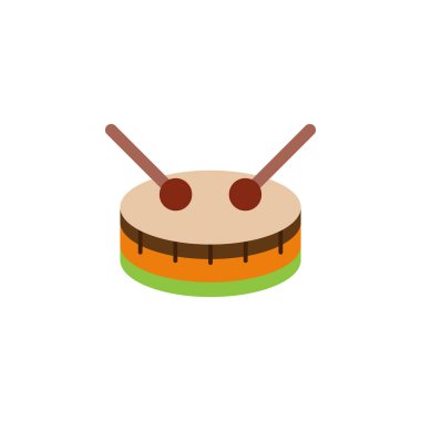 drums color icon from Brazilian carnival set on white background