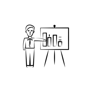 presentation, business hand drawn icon. Outline symbol design from business set on white background