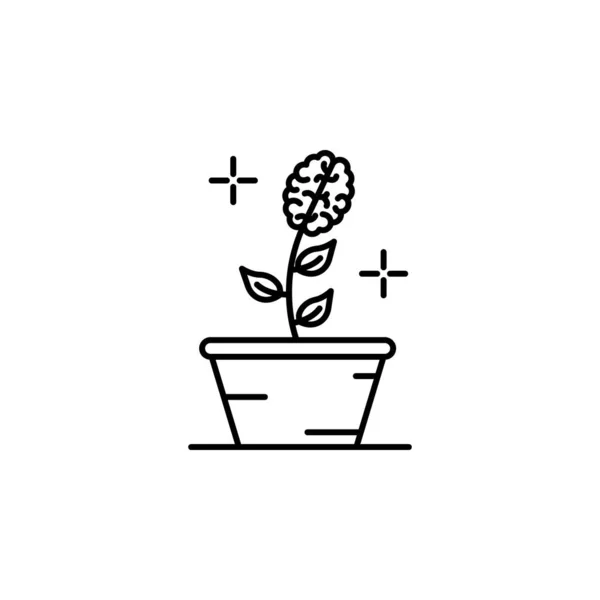 Growth Flower Brain Pot Icon Element Brain Concept White Background — Image vectorielle