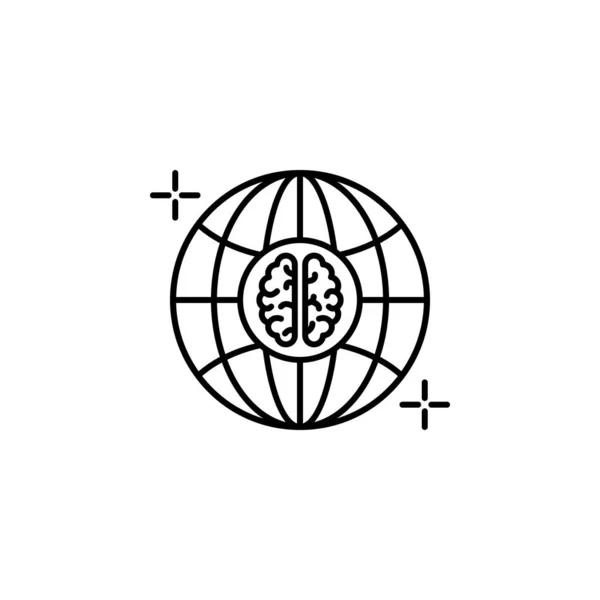 Head Intelligence Brain Globe Icon Element Brain Concept White Background — Stockový vektor