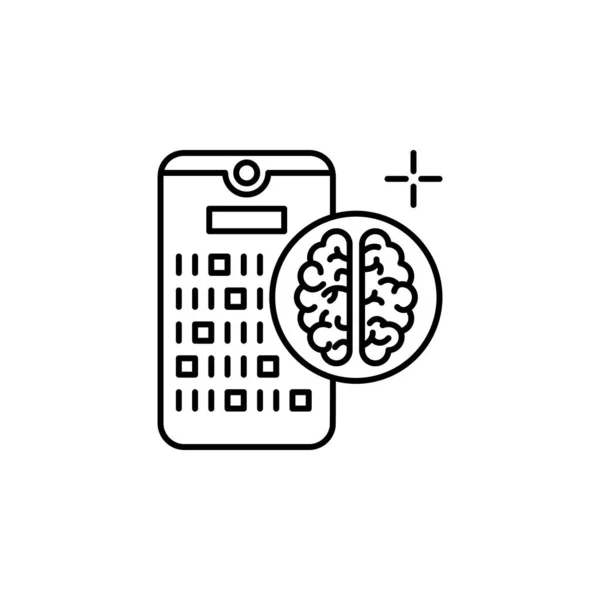 Значок Кода Мозга Смартфона Элемент Концепции Мозга Белом Фоне — стоковый вектор