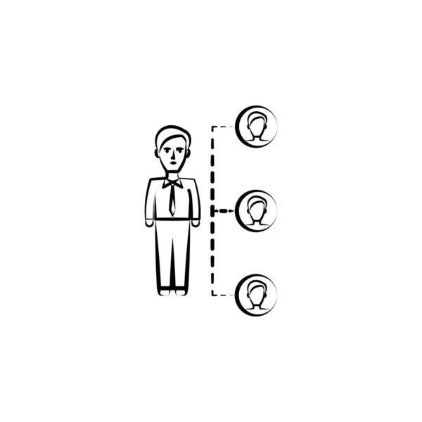 Connection Friends Hand Drawn Icon Outline Symbol Design Business Set — Vetor de Stock