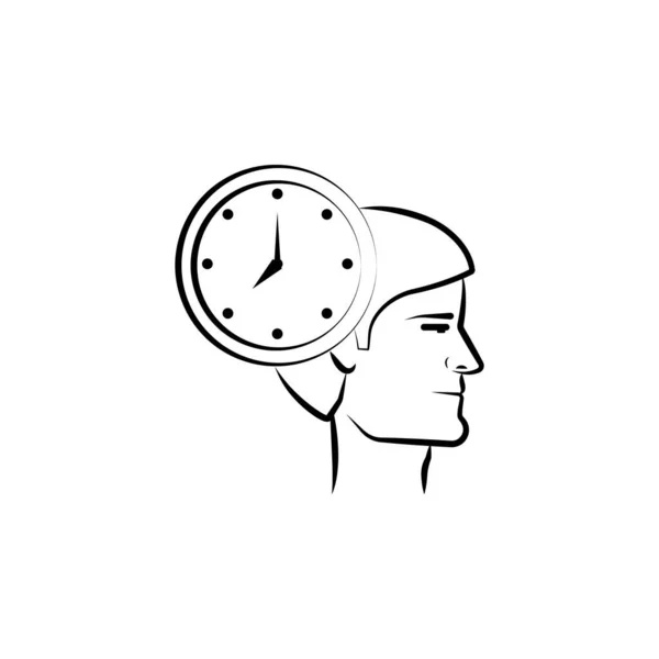 Face Head Time Hand Drawn Icon Outline Symbol Design Business — 스톡 벡터