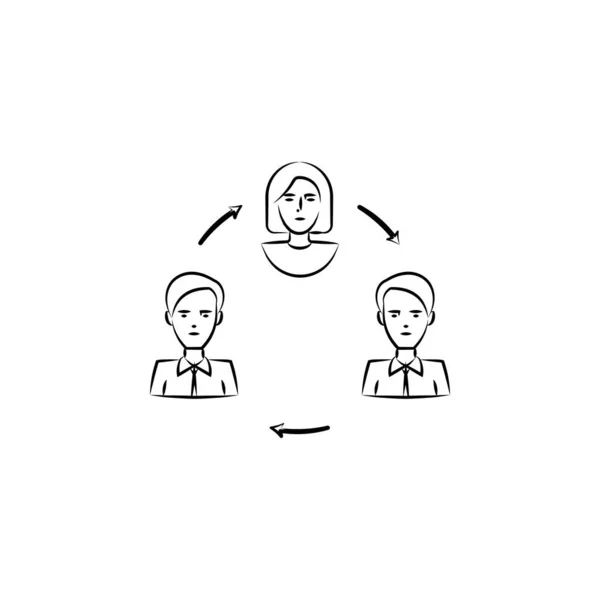 Group People Team Hand Drawn Icon Outline Symbol Design Business — Vetor de Stock