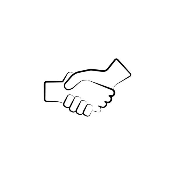 Partnership Handshake Hand Drawn Icon Outline Symbol Design Business Set — Vector de stock