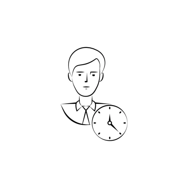 Clock Management Productivity Hand Drawn Icon Outline Symbol Design Business — Image vectorielle