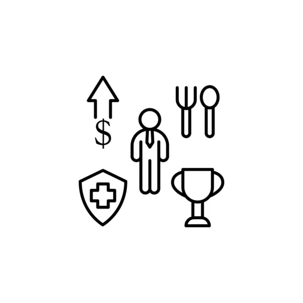 Benefit Cup Dollar Shield Icon Element Business Motivation Line Icon — Vettoriale Stock