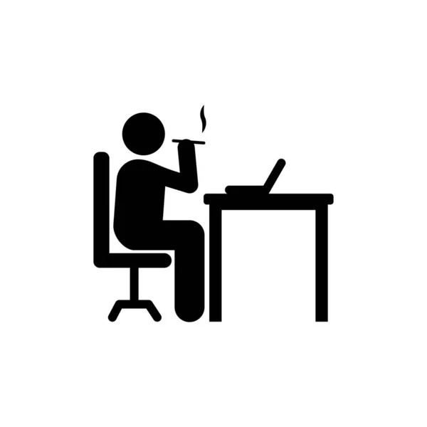 Businessman Office Smoke Workplace Icon Element Businessman Pictogram Icon White — Vector de stock