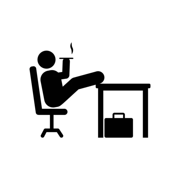 Businessman Smoking Office Sit Icon Element Businessman Pictogram Icon White — 图库矢量图片