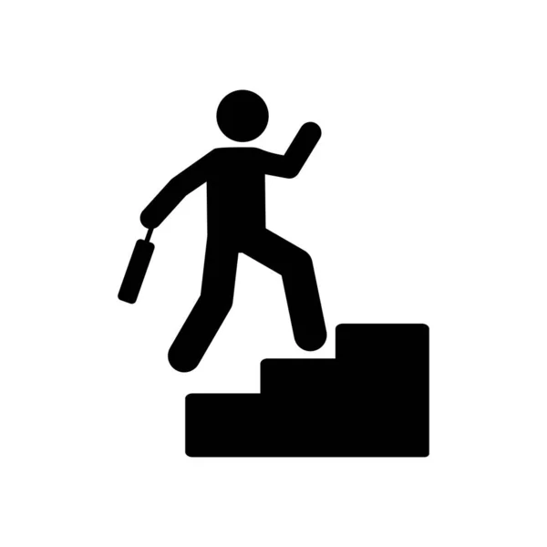 Businessman Running Stairs Icon Element Businessman Pictogram Icon White Background — 图库矢量图片