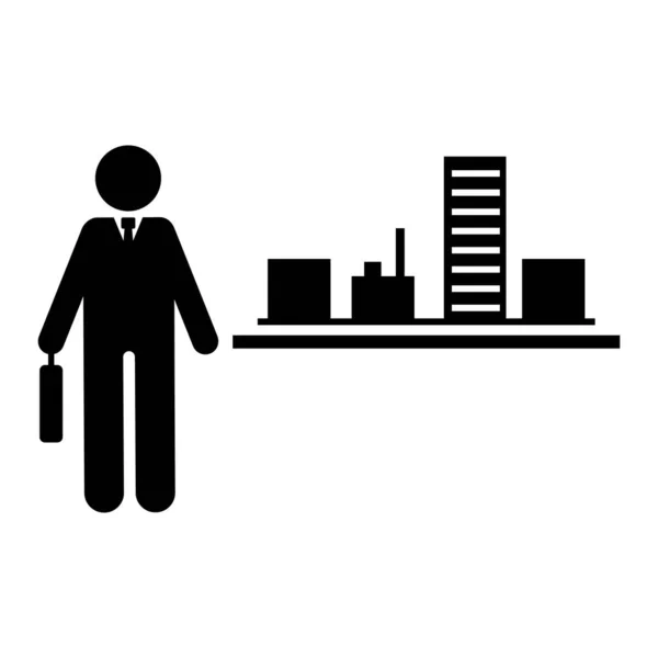 Businessman Building Worker Icon Element Businessman Pictogram Icon White Background — Vector de stock