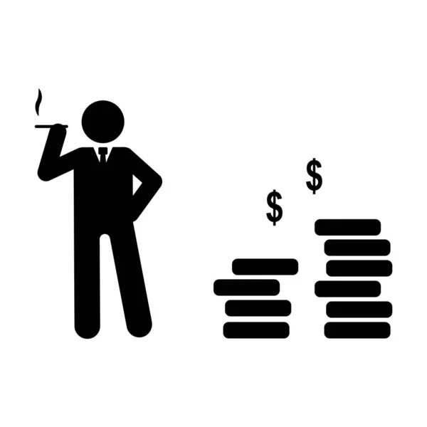 Businessman Smoking Money Rich Icon Element Businessman Pictogram Icon White — Stock vektor