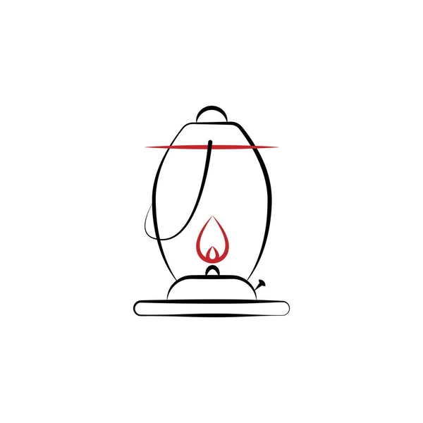 Camping Lamp Colored Line Icon Simple Hand Drawn Color Element — 图库矢量图片