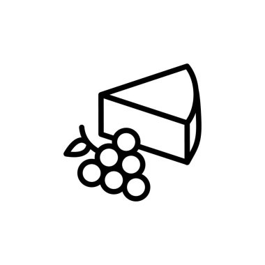 Cheese slice, grape icon. Simple line, outline illustration elements of dairy product icons for ui and ux, website or mobile application on white background
