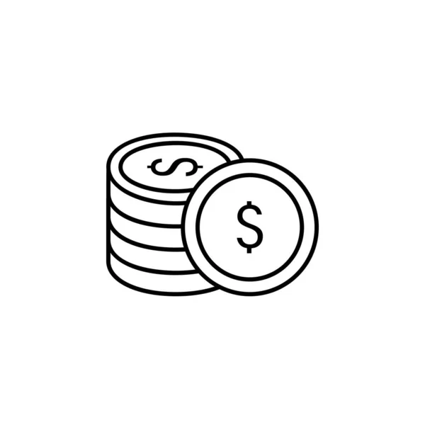 Coins Dollar Icon Simple Line Outline Vector Casino Icons Website — Image vectorielle