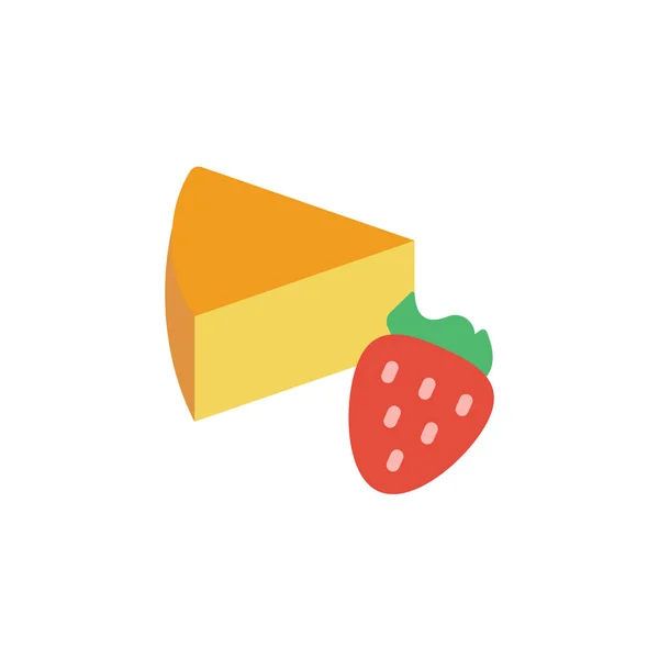 Cheese Slice Strawberry Icon Simple Color Illustration Elements Dairy Product — 스톡 벡터