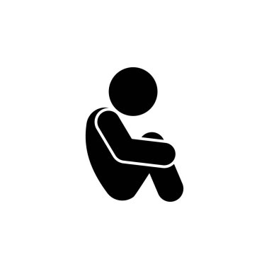 sitting, child, sad icon. Element of child icon for mobile concept and web apps. Glyph sitting, child, sad icon can be used for web and mobile on white background