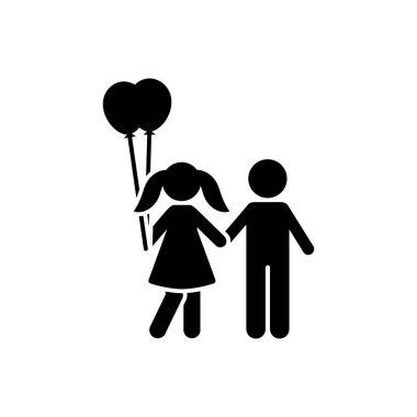 Balloon, girl, boy, walk, love icon. Element of children pictogram. Premium quality graphic design icon. Signs and symbols collection icon on white background
